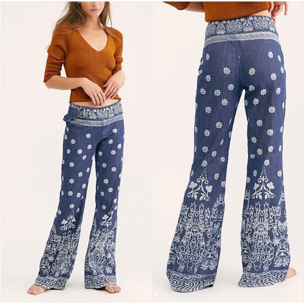 We The Free Free People Journey Flare Pants 27 Bandana Print Boho Festival - Picture 16 of 16